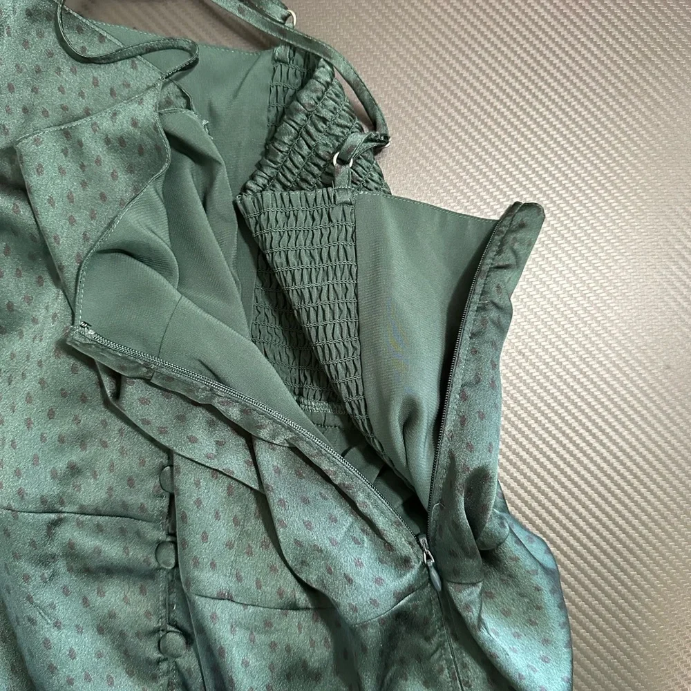 Abercrombie & Fitch Dark Green Satin Maxi Slip Dress